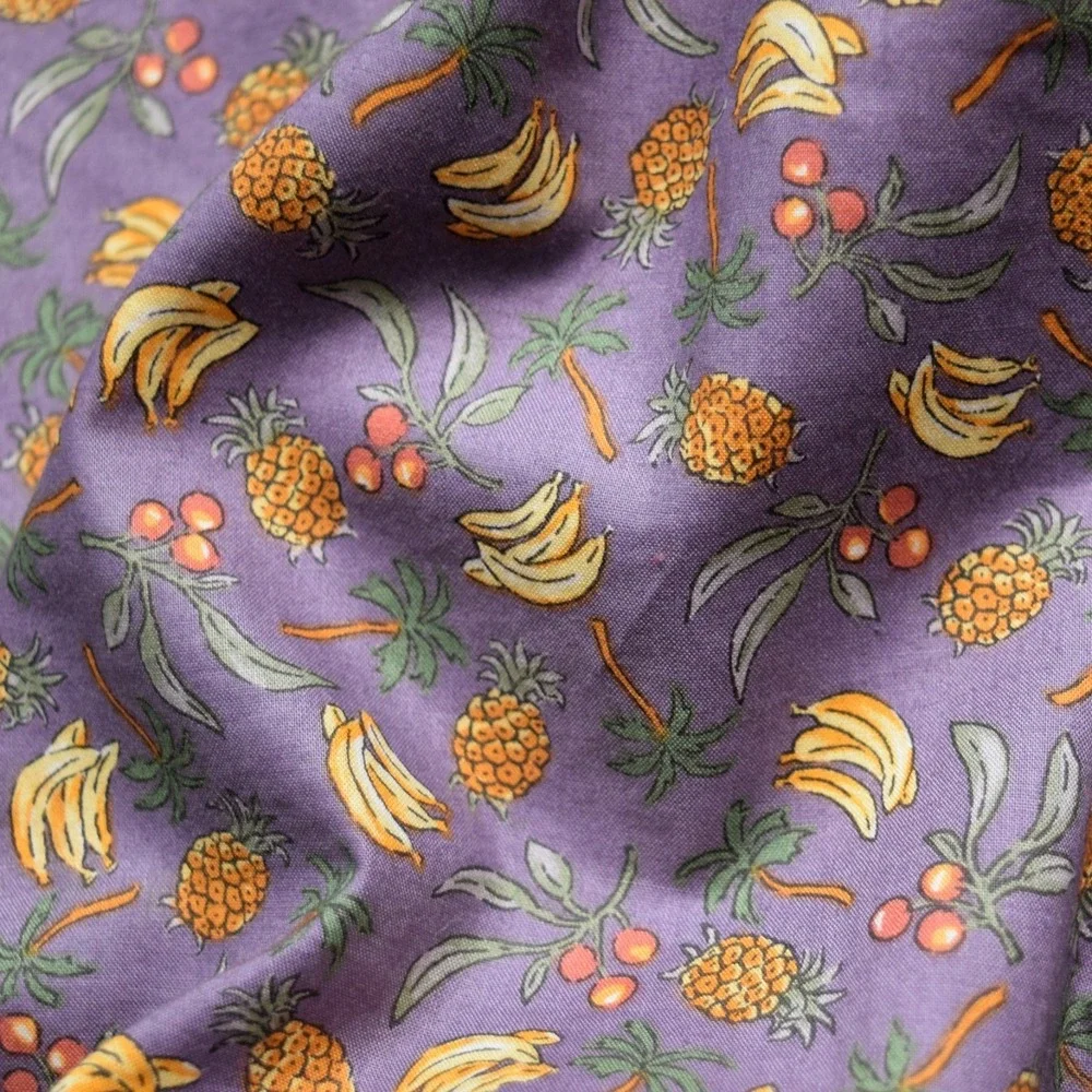 Tori Richard Hawaiian Shirt Mens L Cotton Lawn NWOT Purple Banana Pineapple USA